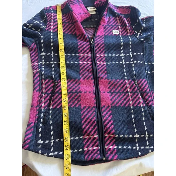 The North Face Plaid Full Zip Fleece Jacket Womens Size Large Pink Blue Outdoor - Picture 7 of 8